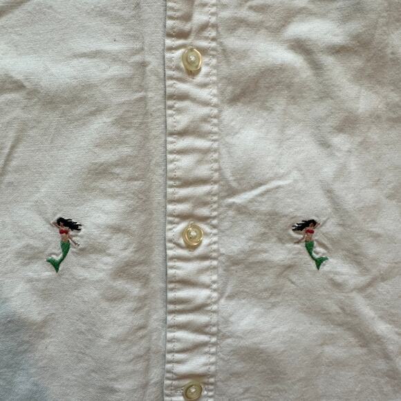 GAP Mermaid Embroidered Button Down Shirt Size L Casual Indie Preppy Indie Luxe - Picture 3 of 9